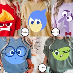 Inside Out Characters Big Face Costume Comfort Colors Shirt,  Family Matching T-shirt, Sadness Joy Anger Disgust Fear, 2024 Trip