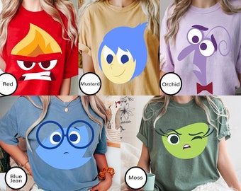 Inside Out Characters Big Face Costume Comfort Colors Shirt,  Family Matching T-shirt, Sadness Joy Anger Disgust Fear, 2024 Trip
