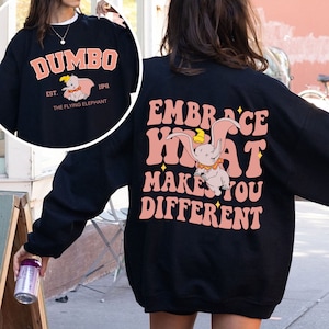 Retro Dumbo Embrace What Makes You Different Double Sided T-shirt,  Flying Elephant Comfort Colors T-shirt, 2024 Family Trip