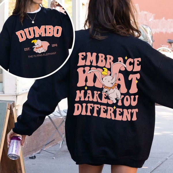 Retro Dumbo Embrace What Makes You Different Double Sided T-shirt, Disney Flying Elephant Comfort Colors T-shirt, Disneyland Family Trip