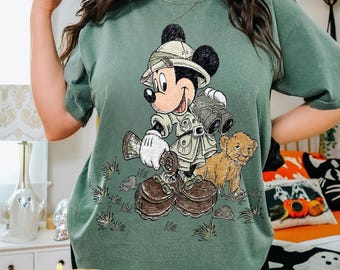 Vintage Mickey Mouse Safari Sketch Comfort Colors Shirt, Disney World Animal Kingdom Safari Mode Tee, Disneyland Family Trip, Birthday Gift