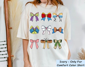 Toy Story Characters Coquette Bow Comfort Colors Shirt, Woody Buzz Jessie Bo Peep , Retro Disney T-shirt, Disneyland Family Trip Matching