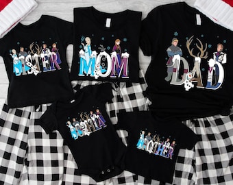 Custom Name Frozen Characters Comfort Colors Shirt, Elsa, Anna Olaf, Personalized  Birthday Gift, 2024 Family Trip Matching