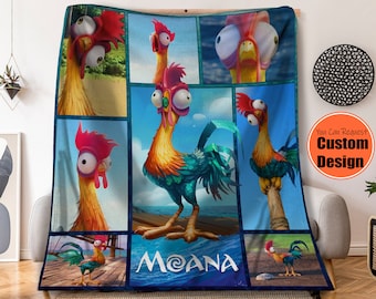 Retro Hei Hei Chicken Fleece Blanket,  Moana Blanket For Kid Baby Adult,  Themed Bedding,  Home Decor, Cute Birthday Gift