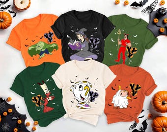 Beauty And The Beast Group Halloween Matching Comfort Colors Shirt, Belle Gaston Chip, Disney Halloween Party Tee, Disneyland Spooky Season