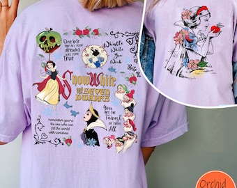 Two Sided Snow White Princess Fairest Of Them All Comfort Colors Shirt,  Snow White Sketch Portrait T-shirt, 2024 Girls Trip