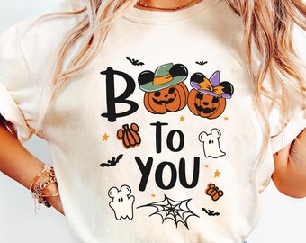 Cute Mickey Ghost Pumpkin Boo To You Comfort Colors Shirt, Disney Halloween Family T-shirt, Disneyland Halloween Party, Spooky Season Shirt