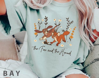 Vintage Tod And Copper Floral Flower Comfort Colors Shirt,  The Fox And Hound T-shirt, 2024 Friends Trip, Magic Kingdom Tee