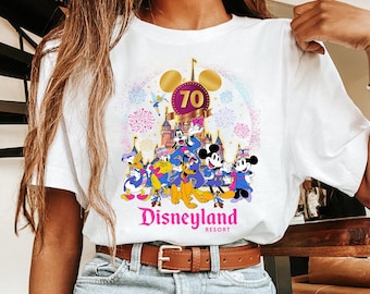 Disneyland 70th anniversary Shirt, Disney Castle Mickey & Friends 70 years of magic Tee, Platinum celebration 1955-2025, Magic Kingdom
