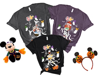Powerline Max Goof Roxanne Mummy Mickey Pumpkin Boo Ghost Balloon Shirt, A Goofy Movie Disney Halloween Matching Tee, Mickey's Not So Scary