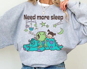 Disney Pixar Monsters Inc Sulley Mike Boo Need More Sleep T-shirt, Energy Saving Shirt, Gift for Besties, Lazy Day Shirt