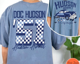 Two Sided Doc Hudson 51 The Fabulous Hudson Hornet Comfort Colors Shirt, Disney Cars T-shirt, Piston Cup Champion, Disneyland Family Trip