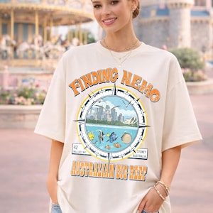 Maglietta vintage Alla ricerca di Nemo con la grande barriera corallina australiana ad acquerello, maglietta 42 Wallaby Way Sydney, maglietta Disney Nemo & Friends, regalo Pixar Alla ricerca di Dory