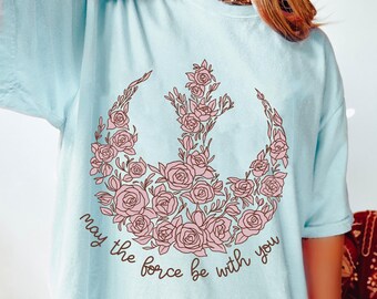 Disney Star Wars Rebel Emblem T-Shirt, Leia Rose Rebel Shirt, May The Force Tee, Galaxy Edge Trip, Hollywood Studio Tee, Star Wars Day Gift