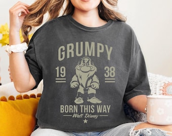 Disney Grumpy Born This Way 1938 Shirt, Disney Snow White & Seven Dwarfs T-shirt, Disneyland Trip Outfits, Birthday Gift For Boy Girl