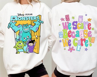 Two Sided Monster University We Scare Because We Care Comfort Colors Shirt, Retro  Monster Inc T-shirt, 2024 Family Vacation