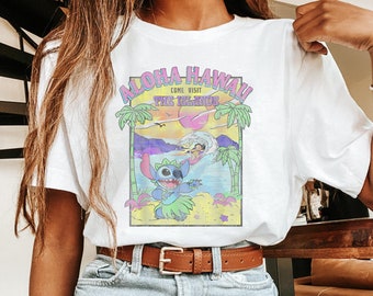 Vintage Lilo & Stitch Aloha Hawaii Come Visit The Islands Comfort Colors T-shirt, Happy Stitch 626 Day Tee, 2024 Family Trip