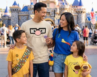 Up Movie Big Face Costume Shirt, Russell Patches Dug Dog Kevin Bird Carl, Disney Halloween Matching Tee, Mickey's Not So Scary Party