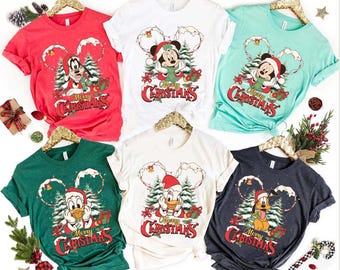 Disney Merry Christmas Mickey And Friends Shirt, Mickey Mouse Head Christmas Crew Shirt, Mickey Merry Party, Disneyland Holiday Season Trip