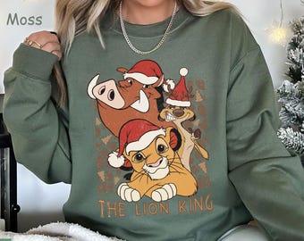 Retro 90s Simba Timon Pumba Hakuna Matata Christmas Shirt, Lion King Christmas Matching T-shirt, Mickey Merry Party, Disneyland Holiday Trip