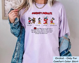 Mickey Mouse Through The Years Comfort Colors T-shirt, Steamboat Willie 1928  Shirt, 2024 Family Trip,   World Tee