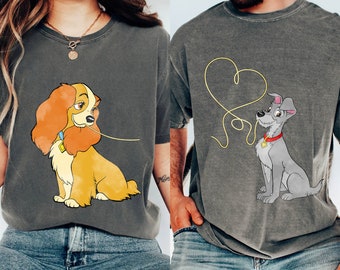 Lady And The Tramp Spaghetti Couples Comfort Colors Shirt, Disney Couple Valentine's Day Matching Tee, Disneyland Trip, Wedding Aniversary