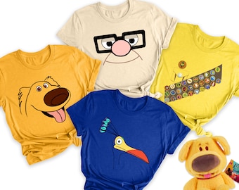 Up Movie Big Face Costume Shirt, Russell Patches Dug Dog Kevin Bird Carl, Disney Halloween Matching Tee, Mickey's Not So Scary Party