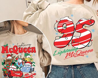Two Sided Lightning Mcqueen Christmas Shirt, Disney Cars Christmas T-shirt, Mickey Merry Party, Tis The Season, Disneyland Holiday Family