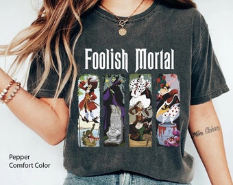 Disney Villains Stretching Room Portraits Foolish Mortal Comfort Colors T-shirt, Disney Haunted Mansion T-shirt, Disneyland Halloween Party