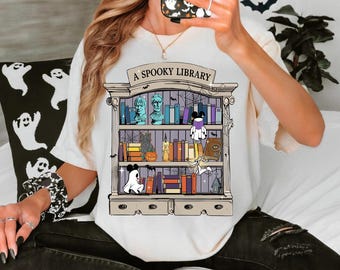 Disney A Spooky Library Haunted Mansion T-shirt, Hocus Pocus Thackery Binx Shirt, Zero Nightmare Before Christmas Tee, Disney Halloween Gift