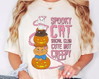 The Aristocats Spooky Cat Social Club Cute But Creepy T-shirt, Marie Berlioz Toulouse Pumpkin Shirt, Disney Halloween Outfit, Cat Lover Gift