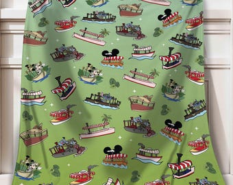 Retro Jungle Cruise Boat You’re In De Nile Blanket, Disney Jungle Cruise Throw Blanket, Animal Kingdom Home Decor, Safari Mode Cozy Blanket