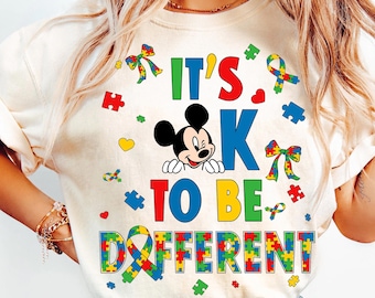 Mickey Autism Its Ok To Be Different Shirt, Disney Autism Awareness Tee, Mickey Autistic Pride,  Disneyland Neurodiversity Gift For Kid