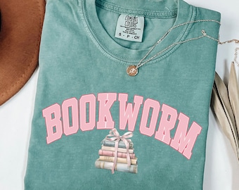 Bookworm Coquette Watercolor Comfort Colors Shirt, Coquette Book T-shirt, Reading Book Gift for Bookish, Book Lover Shirt, Librarian Tee