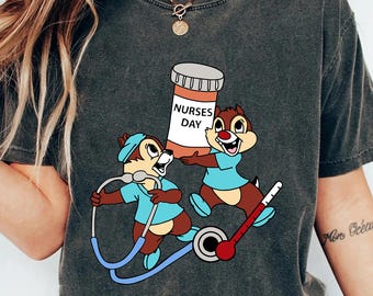 Disney Chip and Dale Nursing T-Shirt, Disney Nurse Life Tee, Chip and Dale Scrub Tee, Disney Nurse's Day Shirt, Gift For Nurse, Scrub Gift