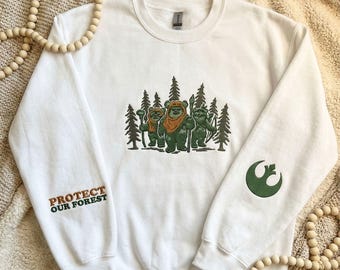 Embroidered Ewoks Endor Forest Summer Camp Sweatshirt, Protect Our Forest, Star Wars Day, May The Fourth Be With You, Hollywood Studios