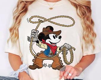 Disney Cowboy Mickey Mouse Lasso T-Shirt, Western Mickey Rodeo Tee, Wild West Mickey Shirt, Magic Kingdom Trip, Disneyland Matching Outfit