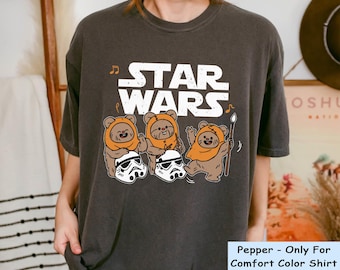 Cute Star Wars Ewoks Dancing Comfort Colors T-shirt, Ewok Stormtrooper T-shirt, Galaxy's Edge Trip, Hollywood Studios, Disney Family Shirt