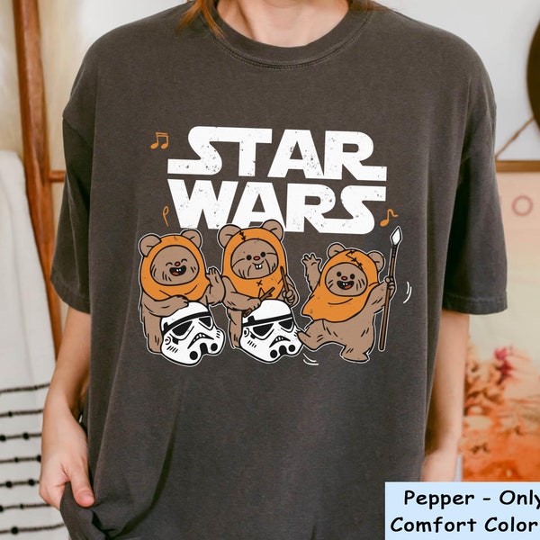 Cute Star Wars Ewoks Dancing Comfort Colors T-shirt, Ewok Stormtrooper T-shirt, Galaxy's Edge Trip, Hollywood Studios, Disney Family Shirt