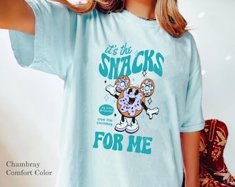 Mickey Mouse Donut It's The Snacks For Me Comfort Colors T-shirt, Funny Disney Cartoon Shirt, Main Street Usa Tee, Disneyland Family Trip