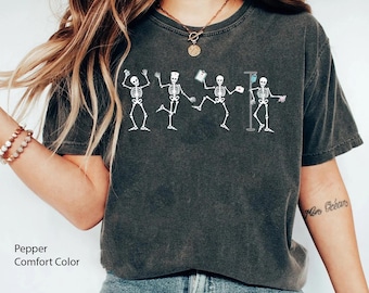 Funny Halloween Skeleton Nurse Comfort Colors Shirt, Dancing Skeletons T-shirt For Registered Nurse,  Spooky Nurse Gift, Nurse Appreciation