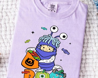 Monster Inc Boo Halloween Mike Sulley Pumpkin Big Face Costume Comfort Colors T-shirt, Disney Halloween Friends Matching Tee, Spooky Season