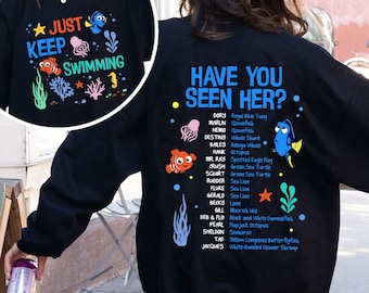 Two Sided Finding Nemo Dory Just Keep Swimming Comfort Colors Shirt, Disney Friends T-shirt, Disneyland Family Trip 2024, Magic Kingdom Tee