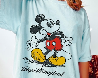 Vintage Disney Mickey Mouse Sketch T-Shirt, Classic Mickey Tee, Disneyland Vacation Shirt, Magic Kingdom Tee, Tokyo Disneyland Trip 2025