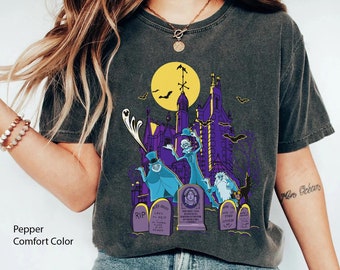 Hitchhiking Ghost Graveyard Halloween Comfort Colors T-shirt, The Haunted Mansion Shirt,  Disney Halloween Party, Disneyland Spooky Season