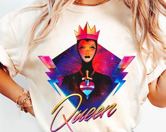 Disney Villains Evil Queen 90S Shirt, Rock Band Neon T-shirt, Snow White And The Seven Dwarfs, Disneyland Trip Gifts, Magic Kingdom
