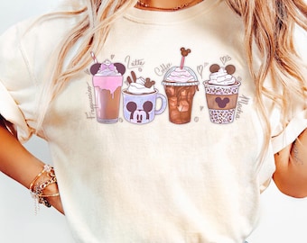 Mickey And Friends Coffee Vibes Frozen Treats Logo Comfort Colors T-shirt, Disney Coffee Lover Shirt, Disneyland Family Trip, Magic Kingdom