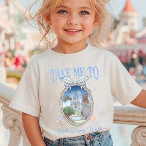 Retro Take Me To Walt Disney World Watercolor Coquette Bow, T-Shirt, Cinderella’s Castle Shirt, Disney World Trip Tee, WDW Four Parks Gift image 5