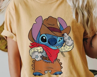 Disney Stitch Cowboy Costume T-Shirt, Funny Stitch Tee, Lilo and Stitch Shirt, Disney Cowboy Tee, Disneyland Trip Tee, Stitch Shirt for Kids