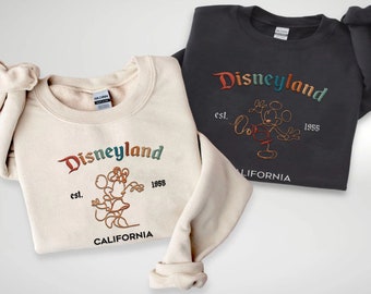 Embroidered Mickey Minnie Mouse 2024 Est 1955 Couple Sweatshirt,  Matching Embroidery Sweater, 2024 Trip, Magic Kingdom